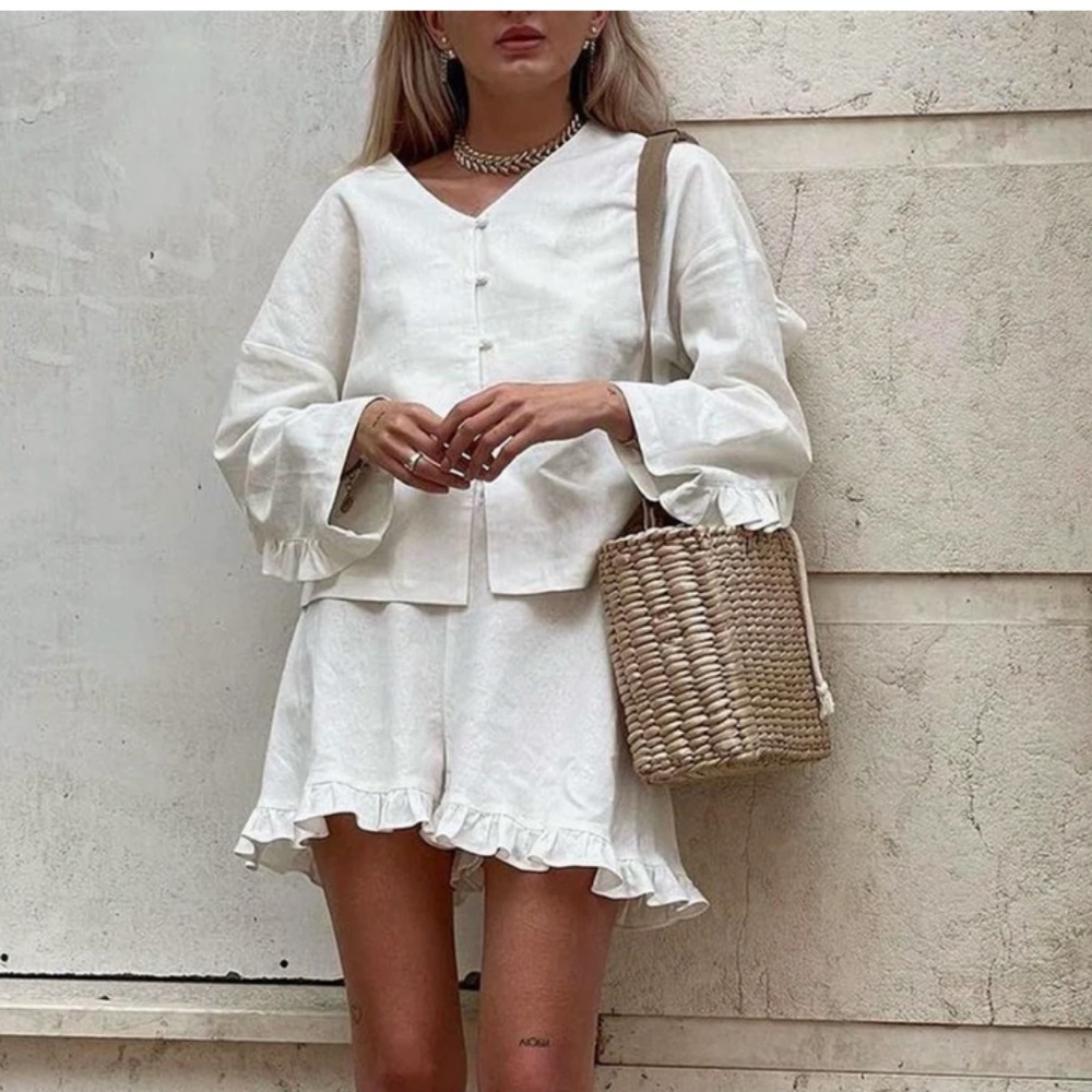 Commense Cotton Ruffle Short Set